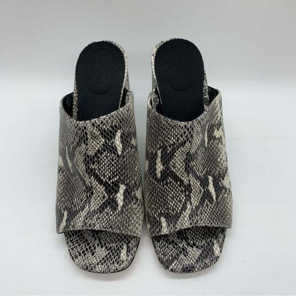 NWOT Marc Fisher Resa Snakeskin Print Block Heel Sandal In Black/Cream Size 7 - Picture 9 of 16